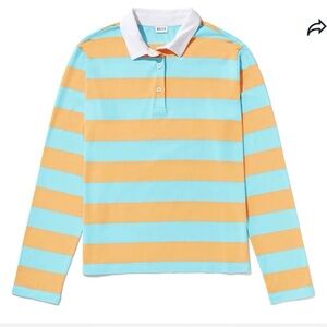 Kule Rugby Shirt in Sherbert/Aqua NWT Sz XS
